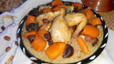 Tajine de poulet aux abricots et noix de cajou