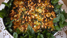 Gratin d'orties au chèvre noisettes et huile d'argan