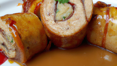 Roulé de chapon aux marrons et foie gras