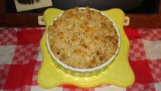 Crumble saumon fondue de poireaux au roquefort