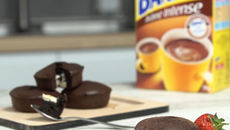 Fondant au chocolat Banania, cœur au chocolat blanc