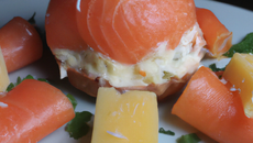 Rocher saumon fumé, coco et emmental