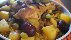 Tajine de chapon, pommes et raisins