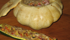 Pâtisson et courgettes farcis à la viande