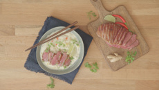 Bouillon Thaï au Magret de Canard et lait de coco