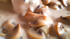 Chapon à la crème de petits suisses et aux champignons