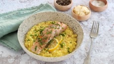 Risotto au safran et saumon à la vapeur