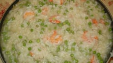 Risotto aux petits pois et au crevettes