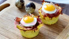 Nids de pommes de terre aux œufs de caille