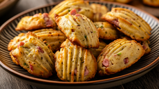 Petites madeleines salées jambon-pistache