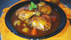 Poulet braise en sauce
