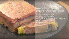 Marbré de foie gras, magret fumé et artichaut