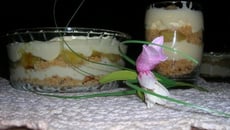 Tiramisu au banane caramélisés sur lit de petit sablées