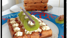 Gaufres avoine-chocolat 2 en 1 croquantes et moelleuses et crème fromage frais miel