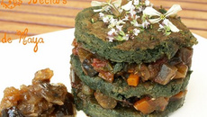 Millefeuille d'aubergine à la caponata et son chutney