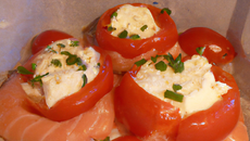 Papillote de saumon tomate et roquefort