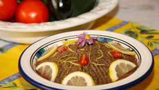 Caviar d'aubergines et verrines au gouda au basilic