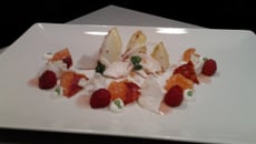 Duo de saumons façon gravlax et cabillaud pamplemousse framboise