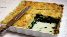 Gratin de ravioles aux épinards, fromage et béchamel