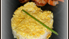 Crevettes légérement épicées, risotto créeux au mascarpone et curcuma