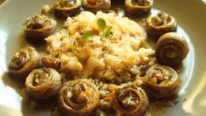 Escargots de Bourgogne au risotto de blé