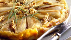 Tarte tatin aux poireaux et aux noix