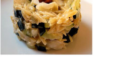 Avoinotto aux courgettes, chèvre et noisettes