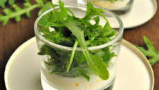 Verrine de bonite acidulée sous lit de roquette