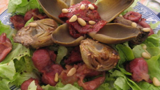Salade aux magrets, tomates séchées et cœur d'artichauts