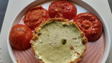 Flan de tomate pistou féta