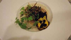 Les pleurotes en crème et persillade, saint Jacques juste saisies à la fleur de sel