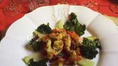 Aiguillettes de poulet au coco et au chou sauce aigre douce