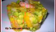 Tartare de crevettes mangue et avocats