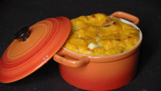 Soufflé de potiron léger au chèvre et jambon cru