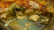 Gratin de ravioles du Royans aux courgettes et saumon fumé