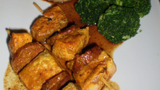 Brochettes de saumon et chorizo