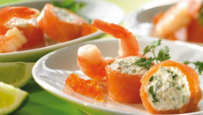 Scampis et saumon farci au crabe et Philadelphia
