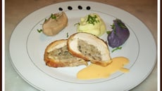 Rôti de dindonneau farci et ses 3 purées