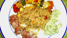 Brochettes de poulet au gingembre et brochettes de lichis