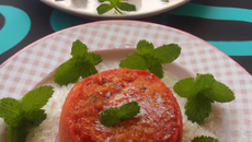 Tomates soufflées au Pur Brebis Pyrénées et à la menthe