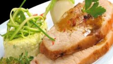 Rôti de porc et son flan de courgette