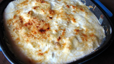 Gratin dauphinois au fromage blanc et courgettes
