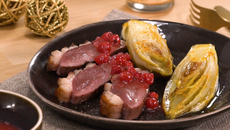 Magret de canard aux endives caramélisées et sauce aux groseilles