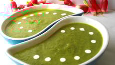 Velouté de fanes de radis parfumé au gingembre et à la coriandre