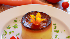 Flan au fromage et petits légumes