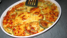 Gratin de ravioles aux courgettes et saumon fumé
