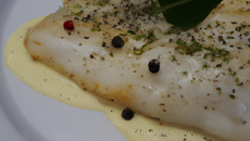 Turbot de Bretagne à blanc, rehaussé de poivre