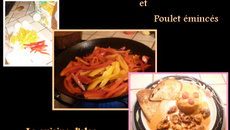 Polenta à la crème de poivrons et poulet émincés