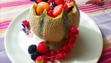 Melon aux fruits rouges, sirop léger aux cranberries et à l'hibiscus