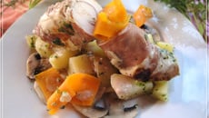 Roulade de dinde au jambon de pays et ses légumes